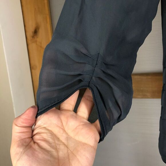 Uo SILENCE + NOISE dark green blue sheer snap blazer jacket sz XS - Picture 5 of 7